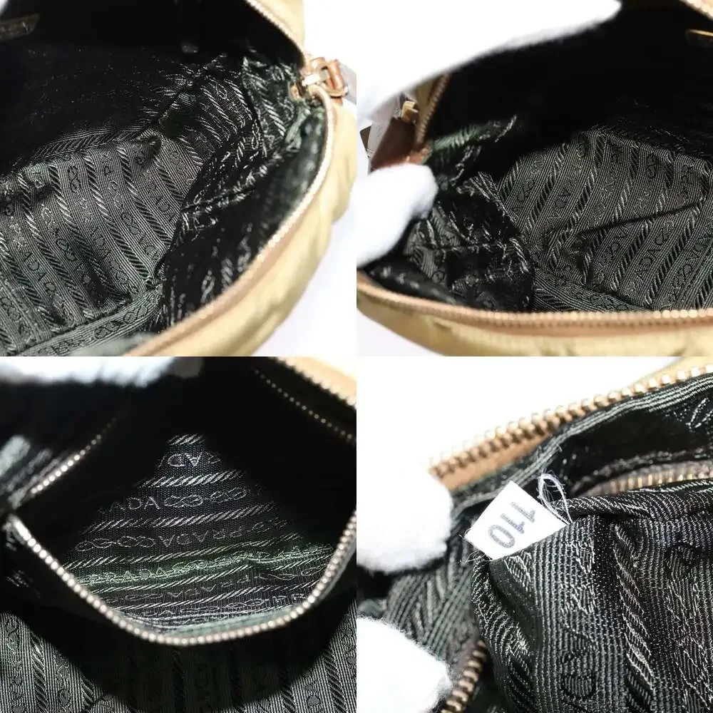 PRADA Shoulder Bag Nylon Beige Gold - Picture 12 of 12
